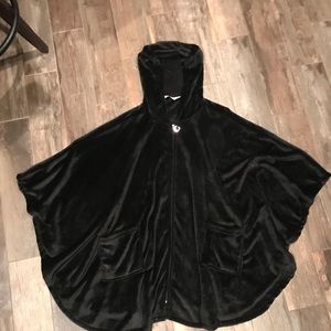 Black fuzzy cape with hood